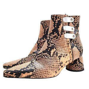 NWOB Ellery Salmon Pink SnakePrint Ankle Boots